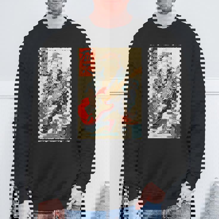 面白い 漫画 アニメ 日本美術 カワウソ ギターを弾く ロック スウェットシャツ 高齢者への贈り物