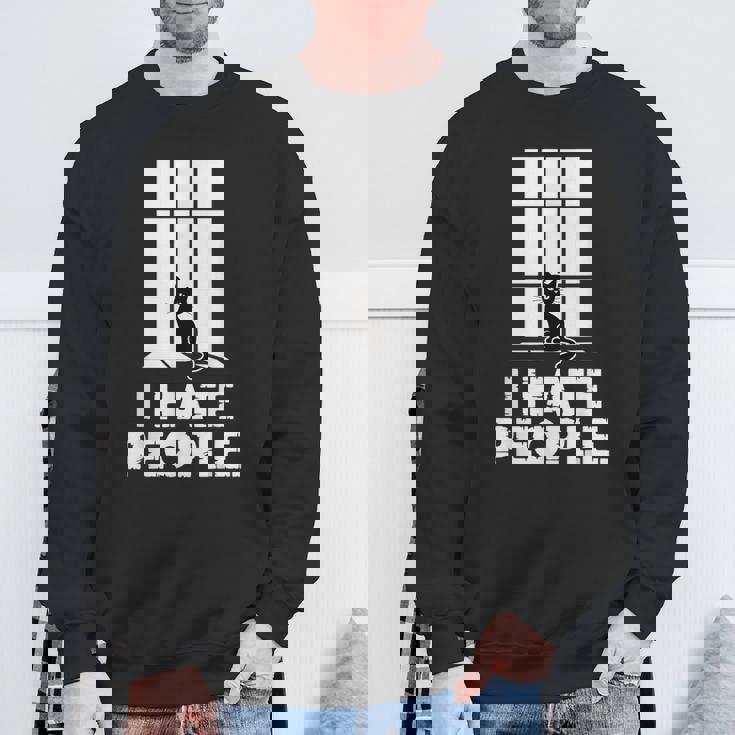 面白い 黒猫 反社会的ユーモア キティ 恋人 猫 ママ&パパ スウェットシャツ 高齢者への贈り物