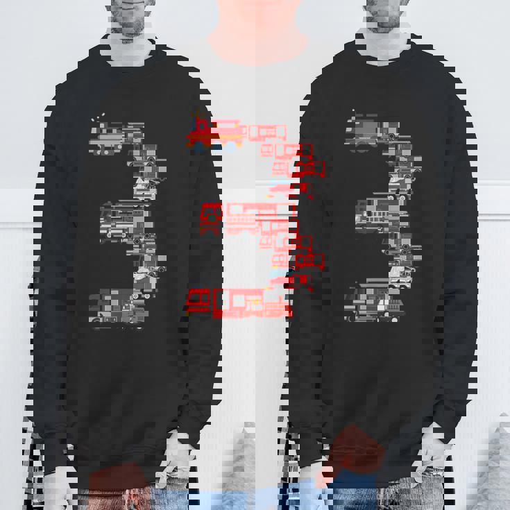 面白い3歳の幼児消防士キッズ消防車3位 スウェットシャツ 高齢者への贈り物