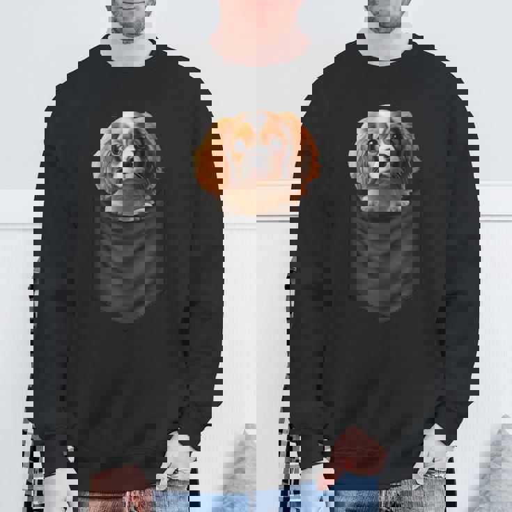 面白いtシャツ キャバリア ポケット イヌ わんこ メンズ 犬好き グッズ おもしろ 面白い 服 ネタ スウェットシャツ 高齢者への贈り物