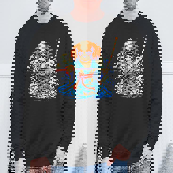 面白いtシャツ キャバリア 浮世絵 イヌ わんこ メンズ 犬好き グッズ おもしろ 面白い 服 ネタ わんこ スウェットシャツ 高齢者への贈り物