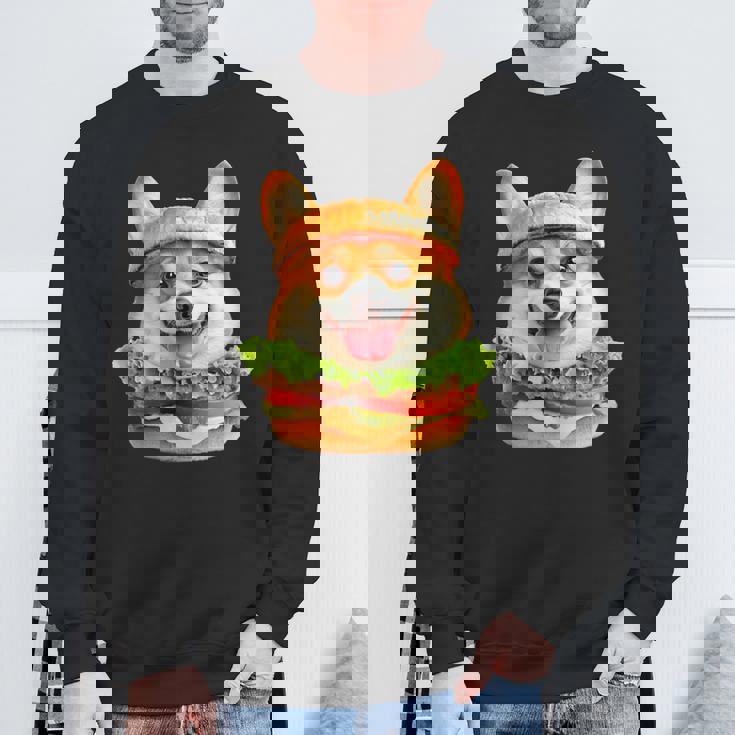 面白いtシャツ コーギー 犬 ハンバーガー メンズ 犬好き グッズ かわいい おもしろ 面白い 服 ネタ スウェットシャツ 高齢者への贈り物