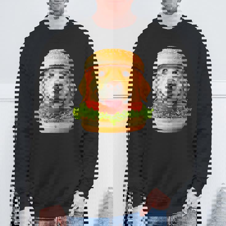 面白いtシャツ ゴールデンレトリバー 犬 ハンバーガー メンズ グッズ かわいい おもしろ 面白い 服 ネタ スウェットシャツ 高齢者への贈り物