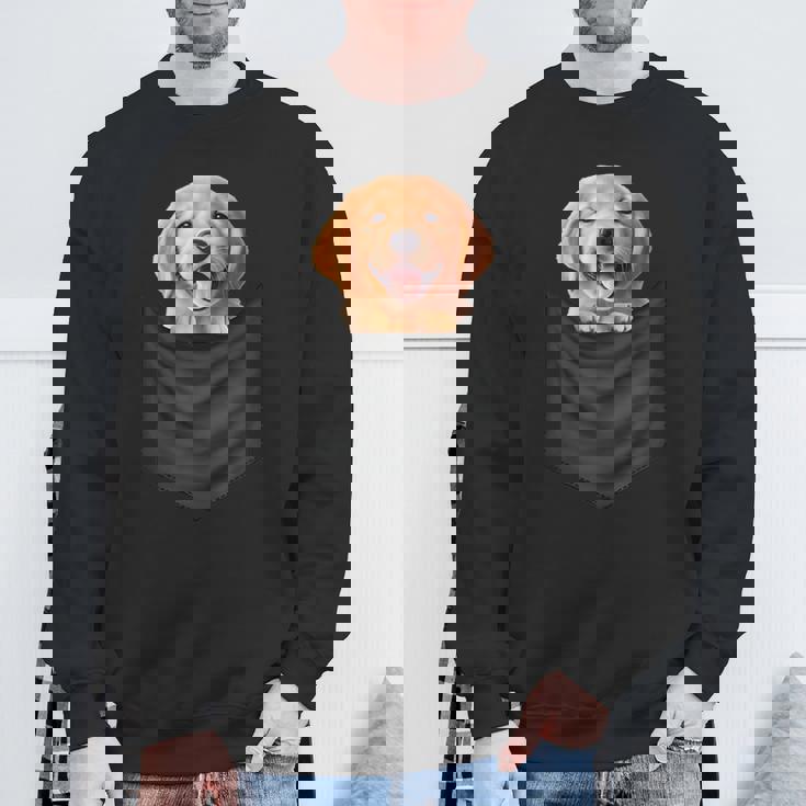 面白いtシャツ ゴールデンレトリバー 胸 ポケット イヌ メンズ 犬 グッズ おもしろ 面白い 服 ネタ スウェットシャツ 高齢者への贈り物