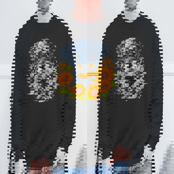 面白いtシャツ シュナウザー ひまわり イヌ メンズ 好き グッズ かわいい おもしろ 面白い 服 ネタ スウェットシャツ 高齢者への贈り物