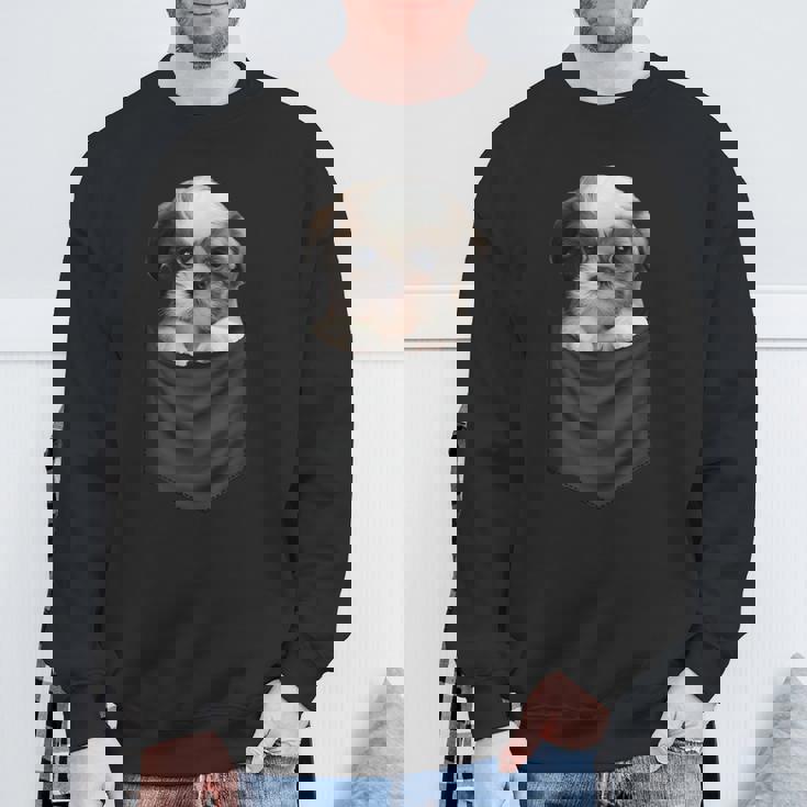 面白いtシャツ シーズー ポケット イヌ わんこ メンズ 犬好き グッズ おもしろ 面白い 服 ネタ スウェットシャツ 高齢者への贈り物