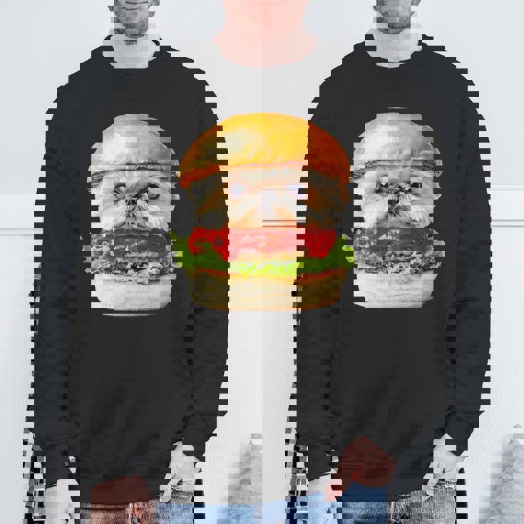 面白いtシャツ シーズー 犬 ハンバーガー メンズ 犬好き グッズ かわいい おもしろ 面白い 服 ネタ スウェットシャツ 高齢者への贈り物