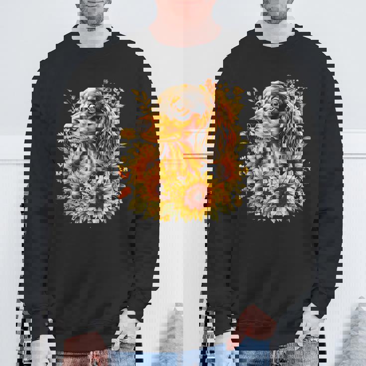 面白いtシャツ ダックスフンド ひまわり わんこ メンズ グッズ かわいい おもしろ 面白い 服 ネタ スウェットシャツ 高齢者への贈り物