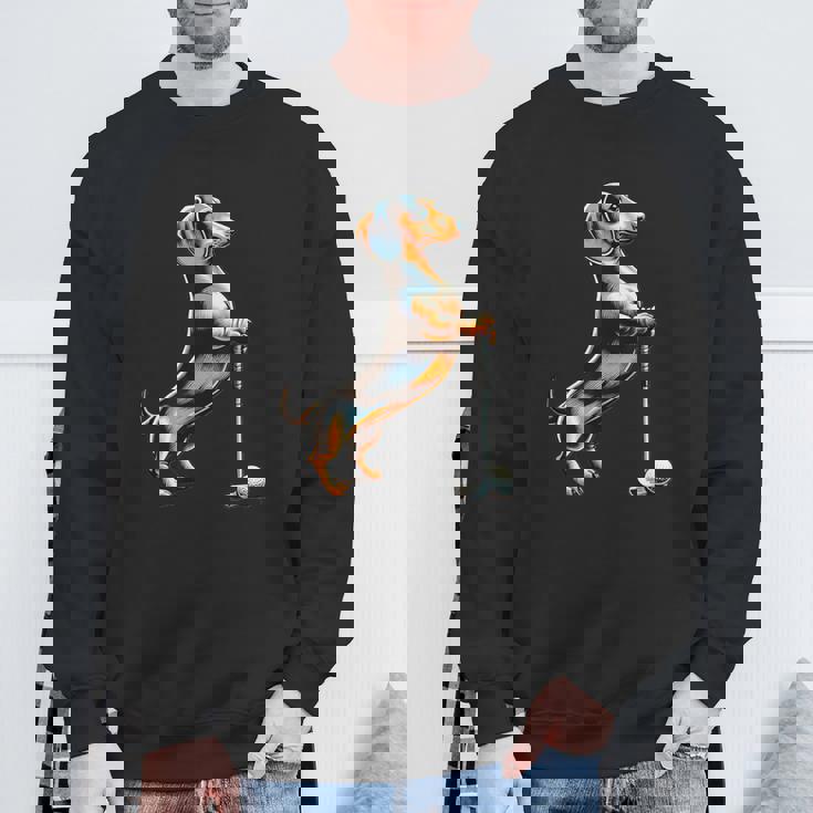 面白いtシャツ ダックスフンド ゴルフ イヌ メンズ 犬好き グッズ かわいい おもしろ 面白い 服 ネタ スウェットシャツ 高齢者への贈り物