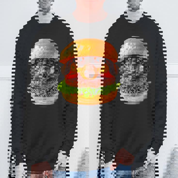 面白いtシャツ ダックスフンド 犬 ハンバーガー メンズ グッズ かわいい おもしろ 面白い 服 ネタ スウェットシャツ 高齢者への贈り物