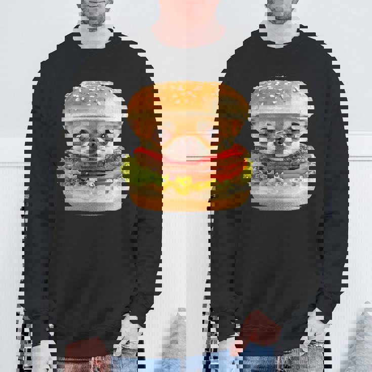 面白いtシャツ チワワ 犬 イヌ ハンバーガー メンズ 犬好き グッズ かわいい おもしろ 面白い 服 ネタ スウェットシャツ 高齢者への贈り物