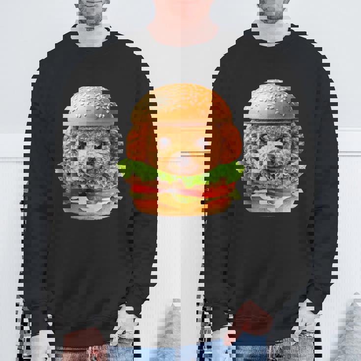 面白いtシャツ トイプードル 犬 ハンバーガー メンズ 犬好き グッズ かわいい おもしろ 面白い 服 ネタ スウェットシャツ 高齢者への贈り物