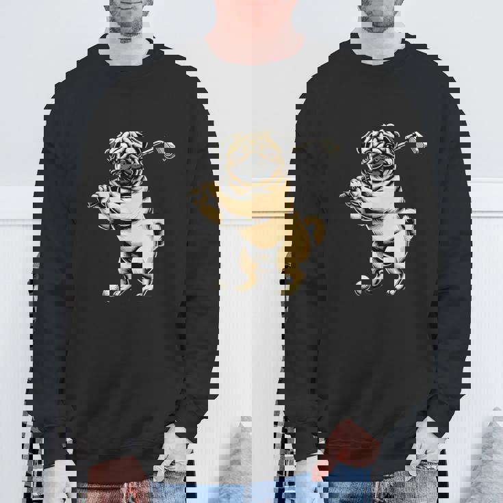 面白いtシャツ パグ ゴルフ イヌ わんこ メンズ 犬好き グッズ かわいい おもしろ 面白い 服 ネタ スウェットシャツ 高齢者への贈り物