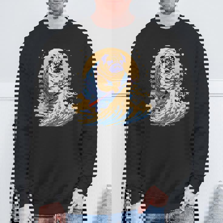 面白いtシャツ パグ 浮世絵 イヌ わんこ メンズ 犬好き グッズ おもしろ 面白い 服 ネタ わんこ スウェットシャツ 高齢者への贈り物