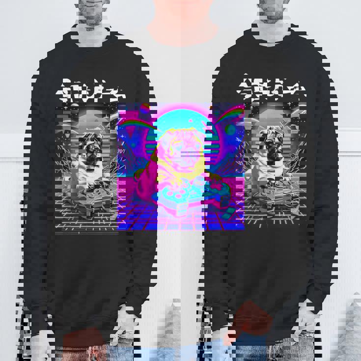 面白いtシャツ パグ 犬 ゲーム イヌ わんこ メンズ 犬好き グッズ かわいい おもしろ 面白い 服 ネタ スウェットシャツ 高齢者への贈り物