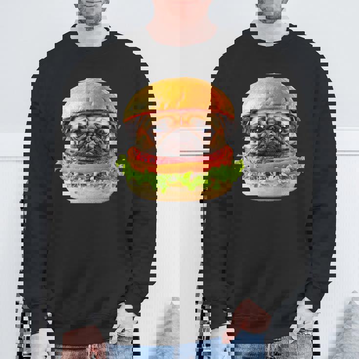 面白いtシャツ パグ 犬 ハンバーガー メンズ 犬好き グッズ かわいい おもしろ 面白い 服 ネタ スウェットシャツ 高齢者への贈り物