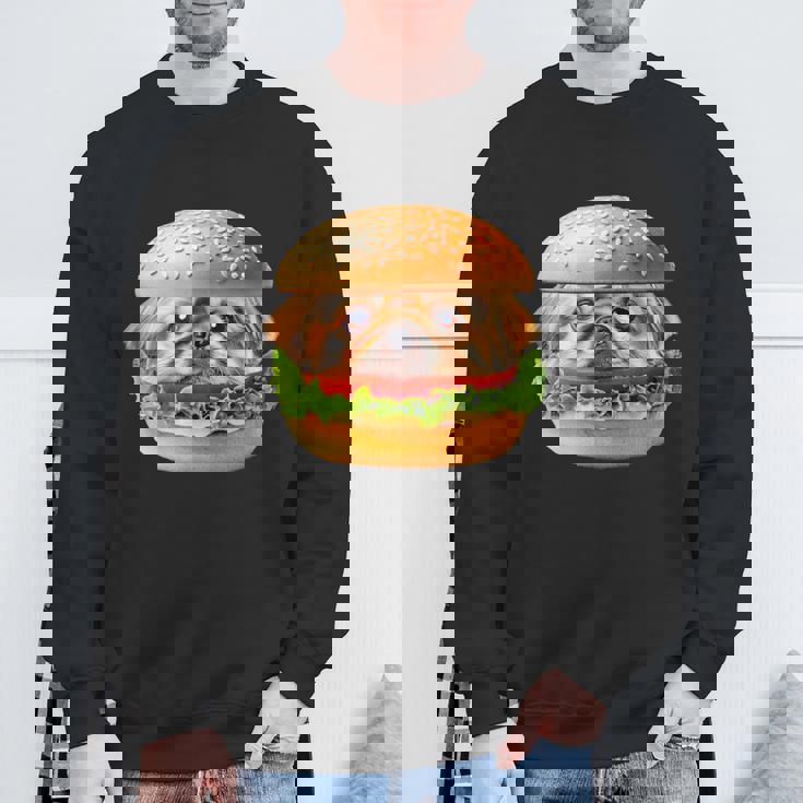 面白いtシャツ ペキニーズ 犬 イヌ ハンバーガー メンズ グッズ かわいい おもしろ 面白い 服 ネタ スウェットシャツ 高齢者への贈り物