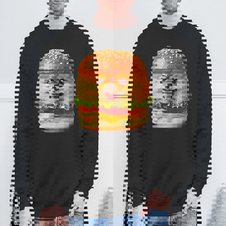 面白いtシャツ ポメラニアン 犬 ハンバーガー メンズ 犬好き グッズ かわいい おもしろ 面白い 服 ネタ スウェットシャツ 高齢者への贈り物