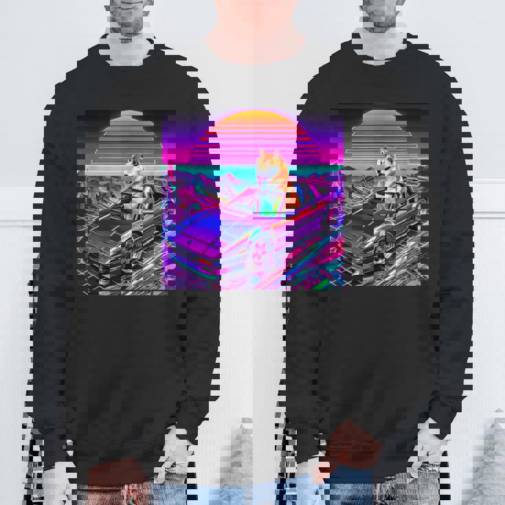 面白いtシャツ 柴犬 車 イヌ わんこ メンズ 犬好き グッズ かわいい おもしろ 面白い 服 ネタ スウェットシャツ 高齢者への贈り物