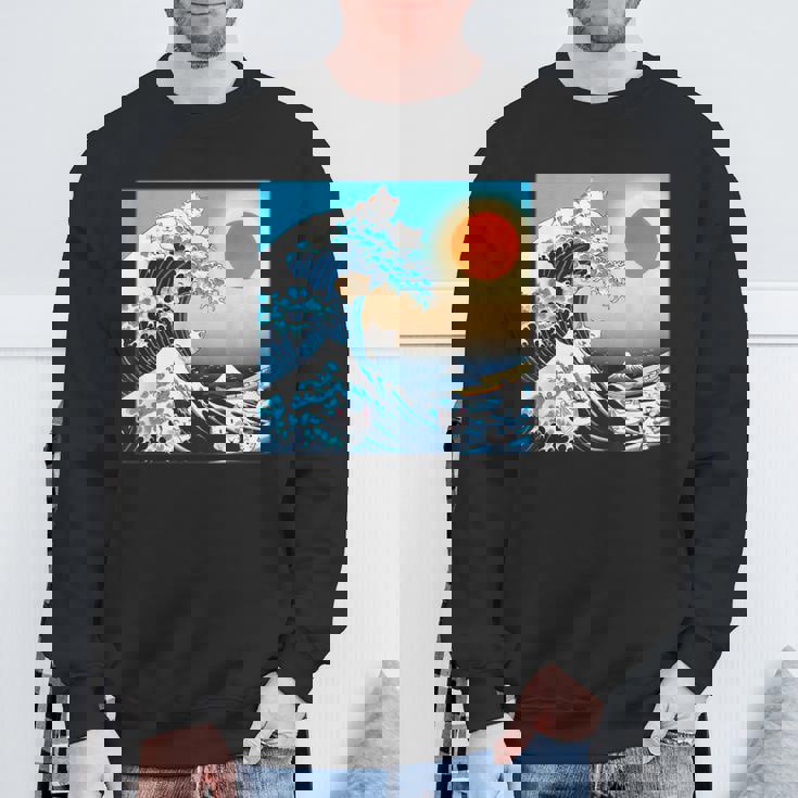 面白いtシャツ 猫 ネコ 浮世絵 海 メンズ 猫好き グッズ おもしろ 面白い 服 ネタ にゃんこ 猫の下僕 スウェットシャツ 高齢者への贈り物