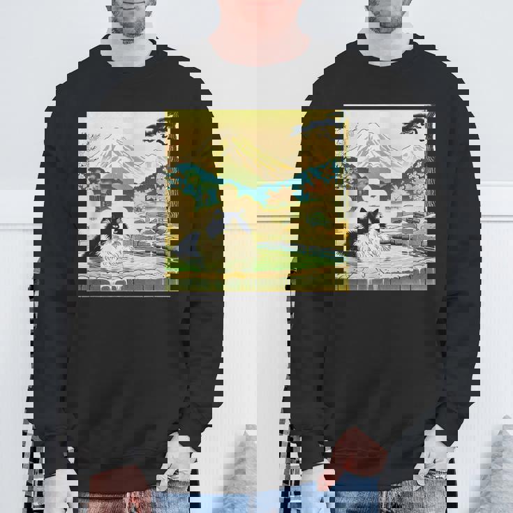 面白いtシャツ 猫 ネコ 温泉 メンズ 猫好き グッズ おもしろ 面白い 服 ネタ 猫の下僕 浮世絵 スウェットシャツ 高齢者への贈り物