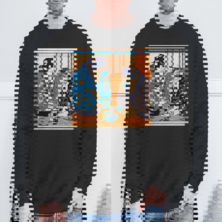 面白いtシャツ 猫 ネコ 酒 メンズ 猫好き グッズ おもしろ 面白い 服 ネタ にゃんこ 猫の下僕 浮世絵 スウェットシャツ 高齢者への贈り物