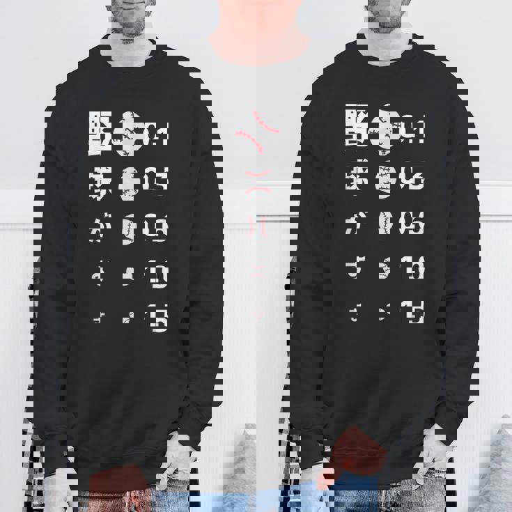 面白いtシャツ 野球 ベースボール 視力検査 おもしろ 服 ネタ メンズ 野球部 おもしろグッズ 大人 子供 スウェットシャツ 高齢者への贈り物