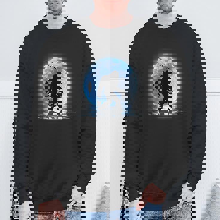 面白いtシャツ 釣りバカ 青い月と釣り人 メンズ おもしろ 面白い 服 オリジナル 海釣り 川釣り ビッグフット ネタ スウェットシャツ 高齢者への贈り物