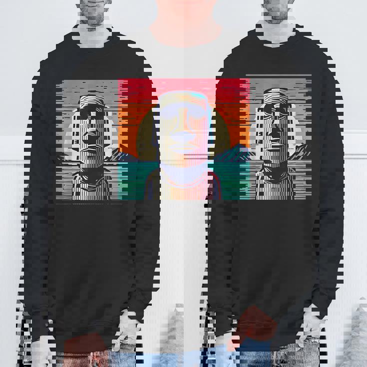 面白いイースター島像 レトロなモアイヘッドラパヌイv3 スウェットシャツ 高齢者への贈り物