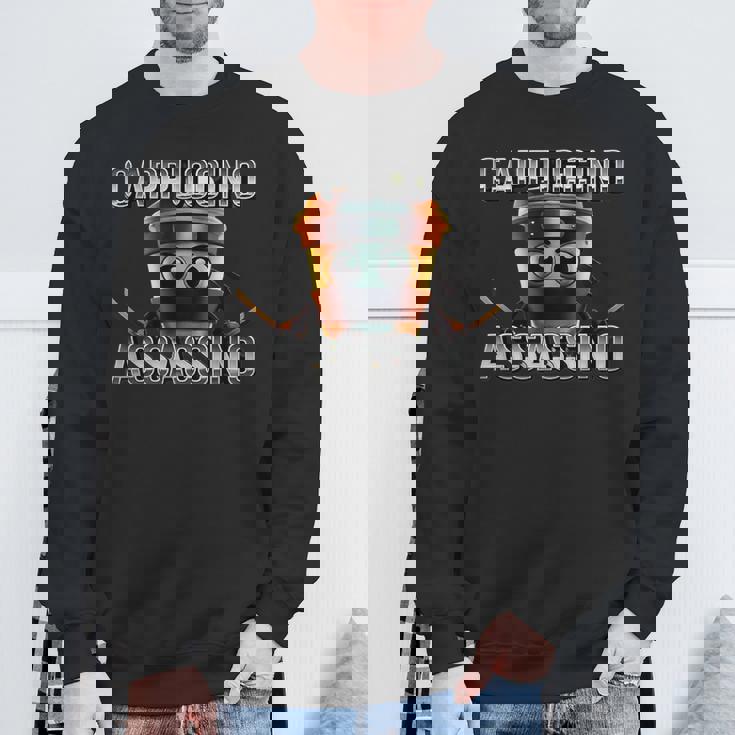 面白いカプチーノアサシーノブレインロットイタリアンブラック スウェットシャツ 高齢者への贈り物