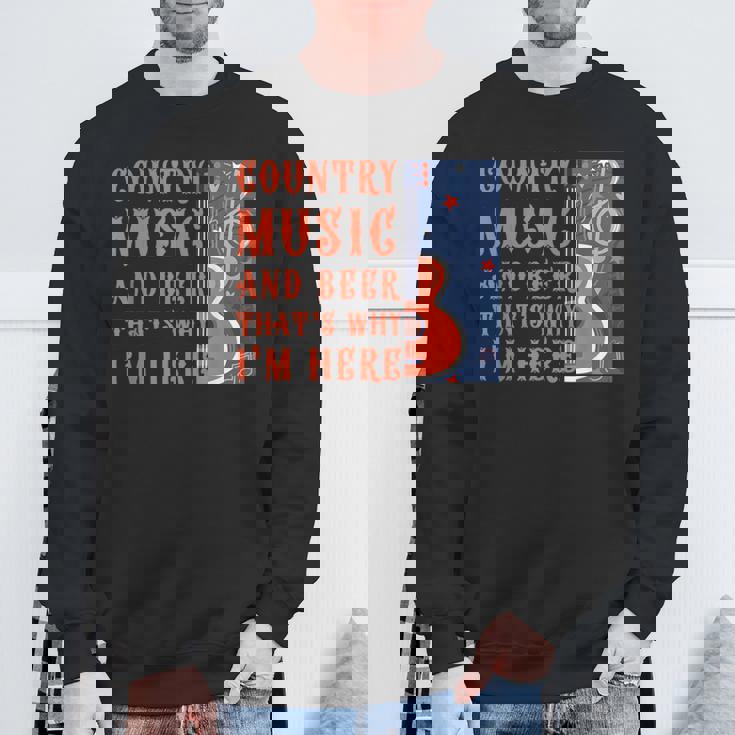 面白いカントリーミュージック&ビール音楽祭 アコースティックギター スウェットシャツ 高齢者への贈り物