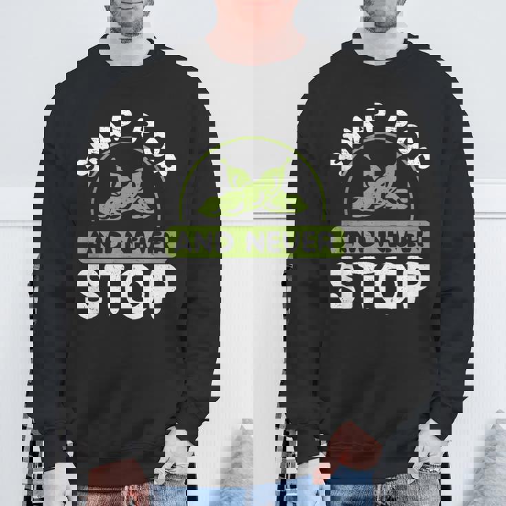 面白いスナップポップと決して止まらない日本料理 枝豆好き。 スウェットシャツ 高齢者への贈り物