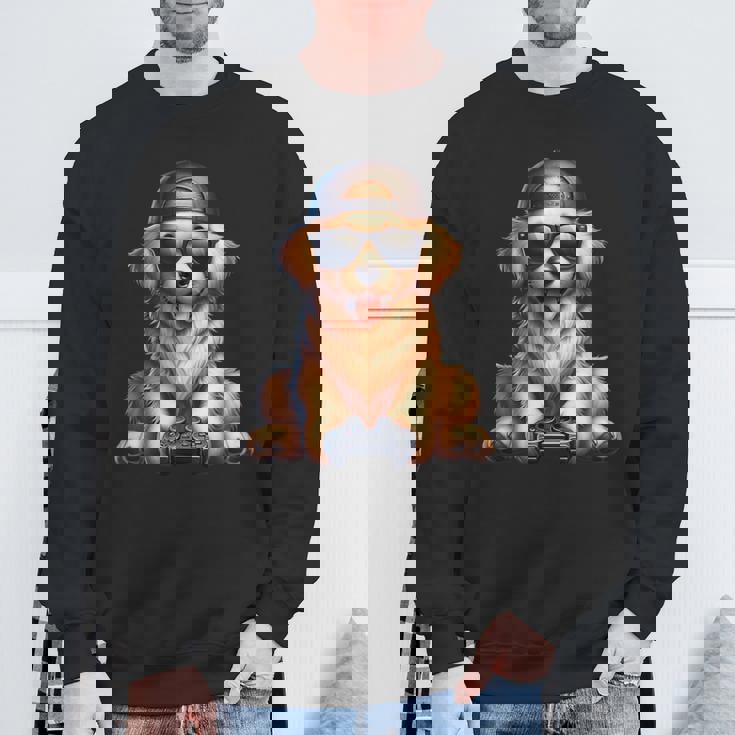 面白いビデオゲーム グラフィック イエロー ラブラドール犬 遊ぶゲーム スウェットシャツ 高齢者への贈り物