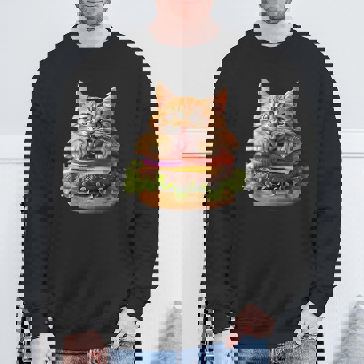 面白いファーストフードハンバーガー愛好家猫猫愛好家 Britishhorthair Burger Cat Food スウェットシャツ 高齢者への贈り物