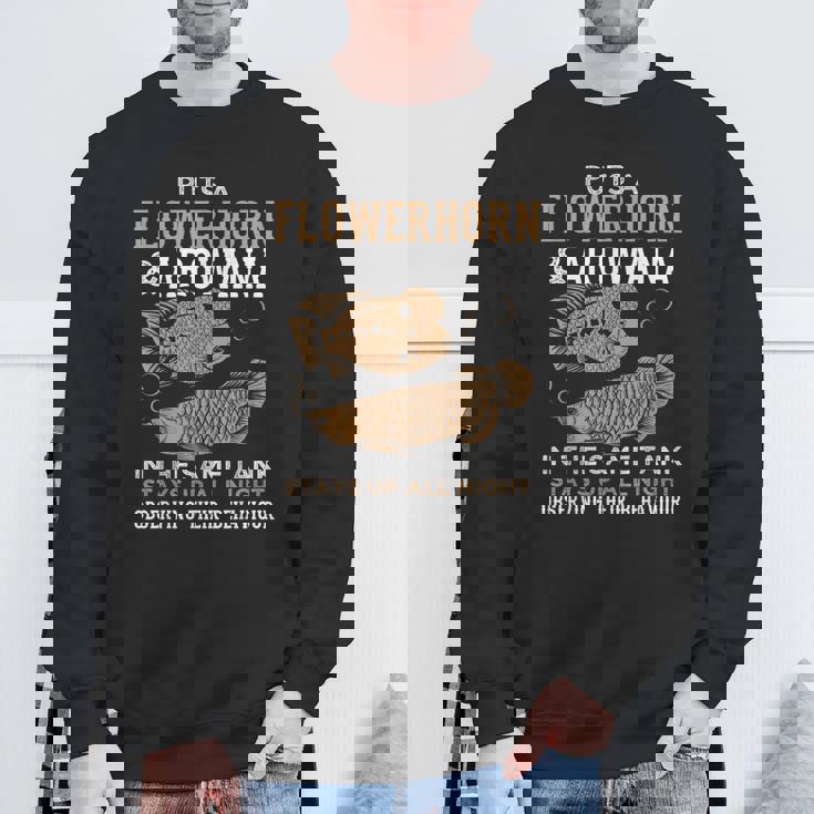 面白いフラワーホーンとアロワナのデザイン 魚族館 スウェットシャツ 高齢者への贈り物