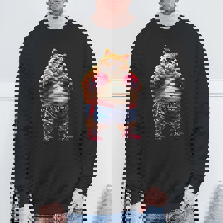 面白いボクシング ジム ワークアウト 猫 ボクシング グローブ アニメ ミーム スウェットシャツ 高齢者への贈り物