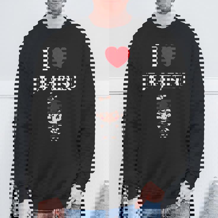 面白い柔術スポーツミニマリストかわいいシンプル柔術 I Love Jiu Jitsu スウェットシャツ 高齢者への贈り物