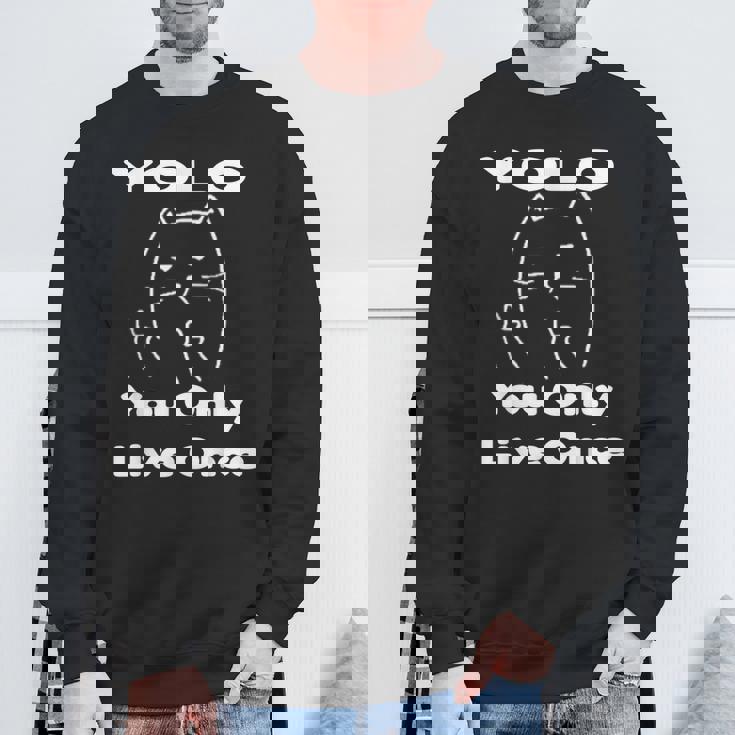 面白い猫 Tピースギフト Yolo 猫愛好家に スウェットシャツ 高齢者への贈り物