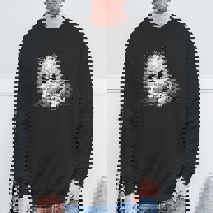 面白い猫 中指 皮肉 いたずらな 発言 スウェットシャツ 高齢者への贈り物