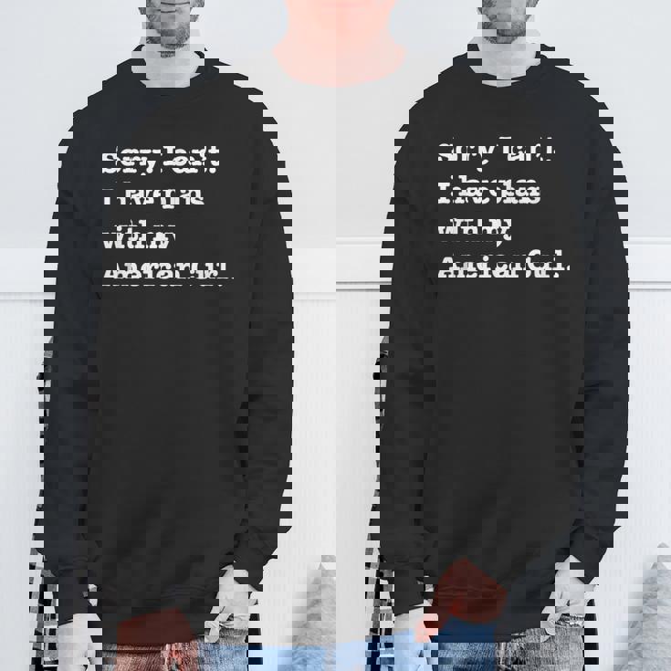 面白い皮肉 アメリカン カールの猫との計画があります スウェットシャツ 高齢者への贈り物