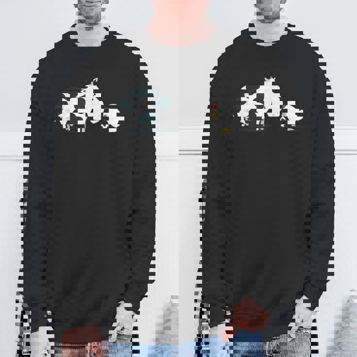 面白くてかわいい牛と鶏 牛柄 卵 漫画 スウェットシャツ 高齢者への贈り物