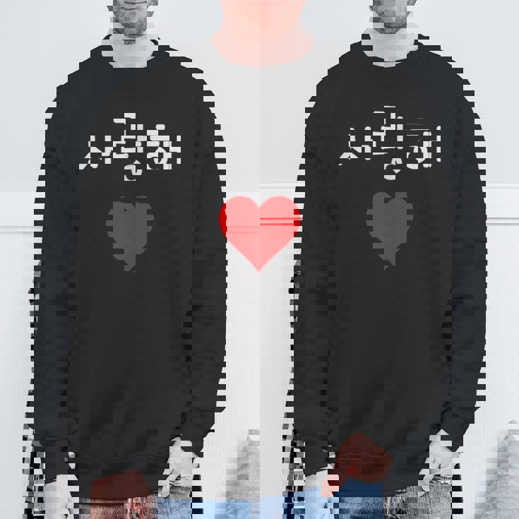 韓国ハングルサランヘ愛してるkdramak-Pop韓国 スウェットシャツ 高齢者への贈り物