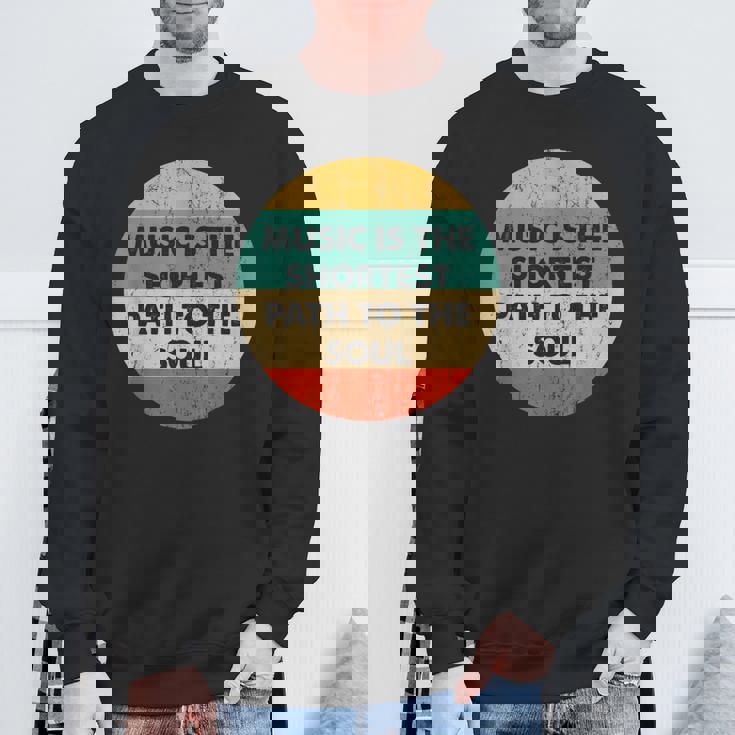 音楽は魂への最短の道 レトロミュージシャン アーティスト スウェットシャツ 高齢者への贈り物