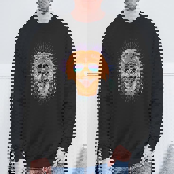 音楽チャウチャウdjヘッドフォン付き 音楽犬愛好家 スウェットシャツ 高齢者への贈り物