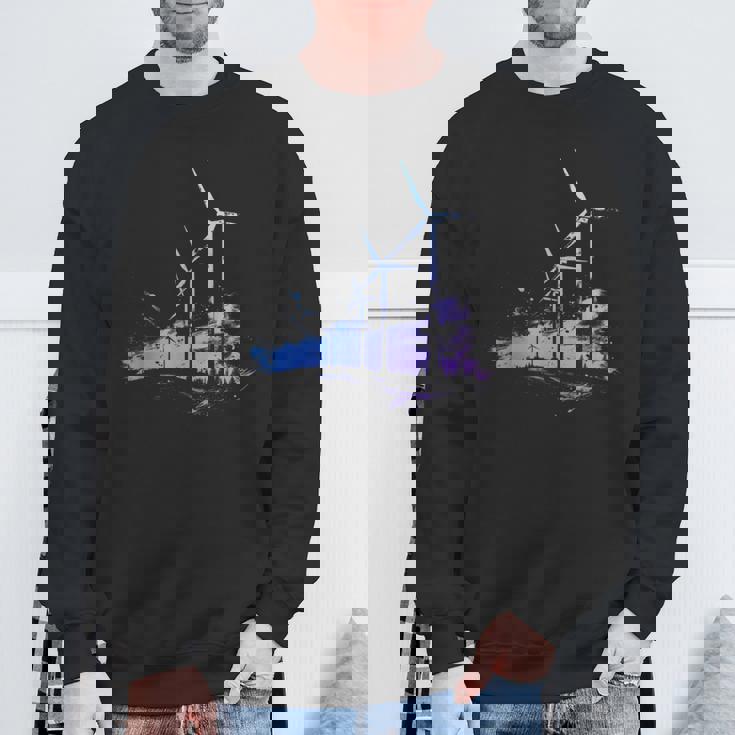 風力発電所 風車 タービン 再生可能エネルギー スウェットシャツ 高齢者への贈り物