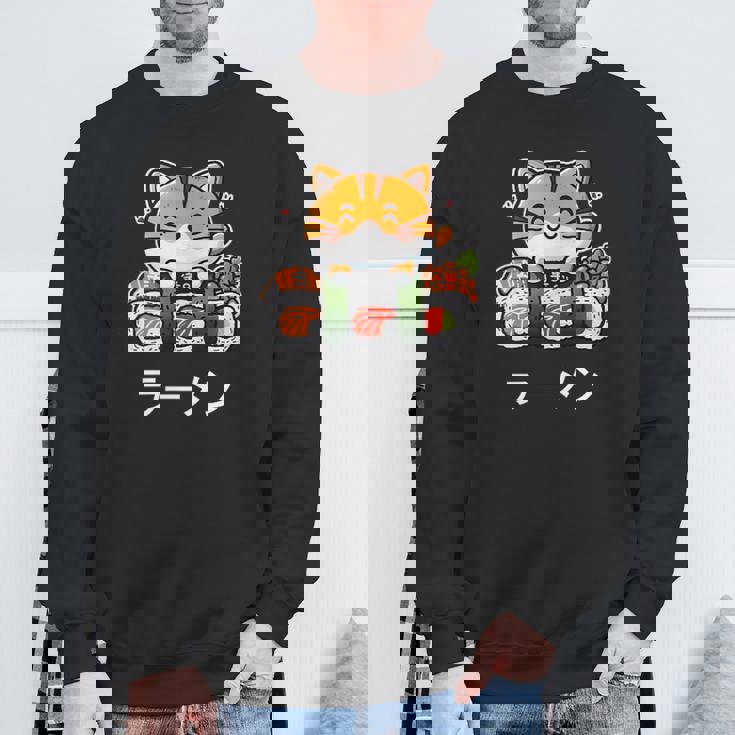 食べ物好きのためのかわいい日本のかわいい猫寿司 スウェットシャツ 高齢者への贈り物