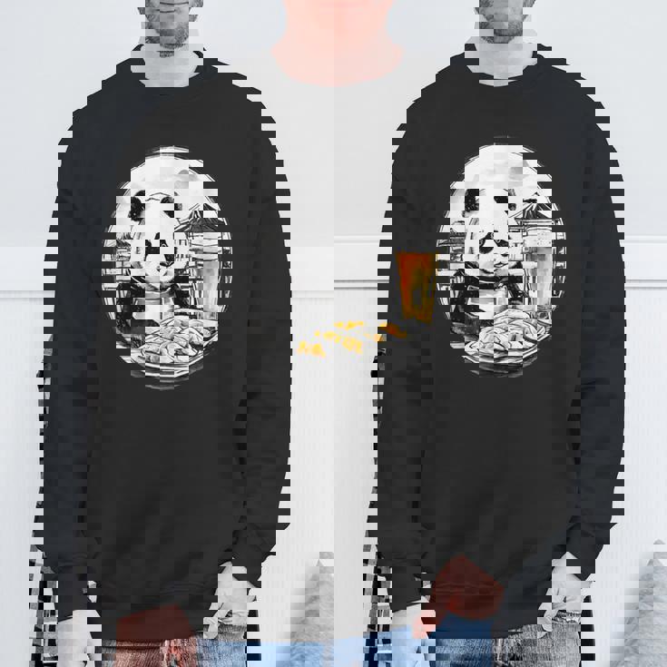 餃子 パンダ おもしろ 面白い ギョーザ ビール 和風 スウェットシャツ 高齢者への贈り物