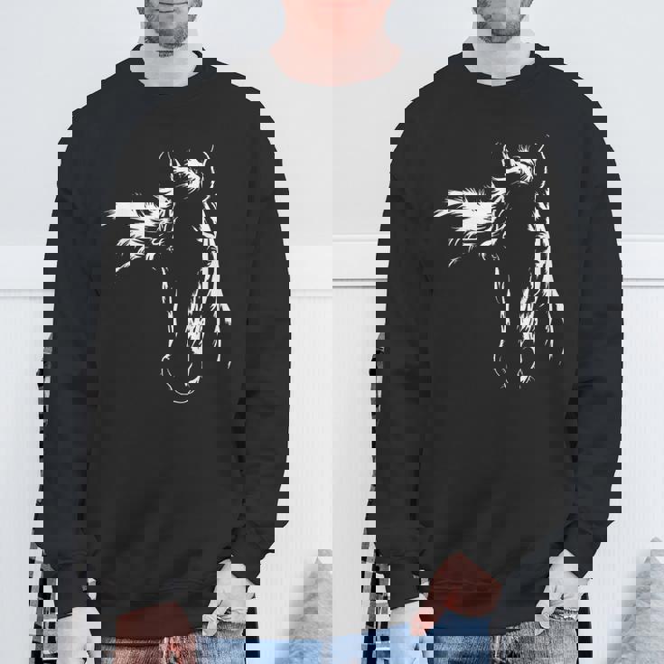 馬好きのためのエレガントな馬のシルエットのグラフィックアートデザイン。 スウェットシャツ 高齢者への贈り物