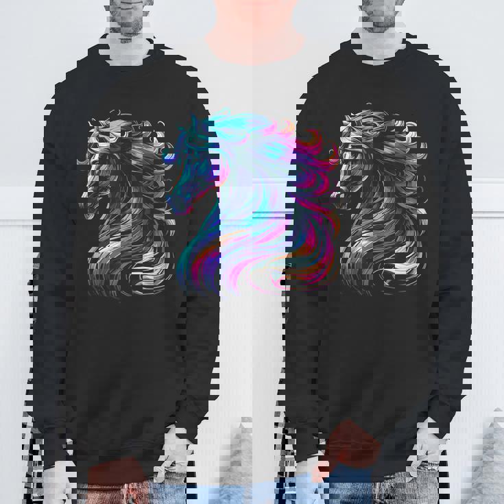 馬愛好家のための鮮やかな馬のファンタジー スウェットシャツ 高齢者への贈り物