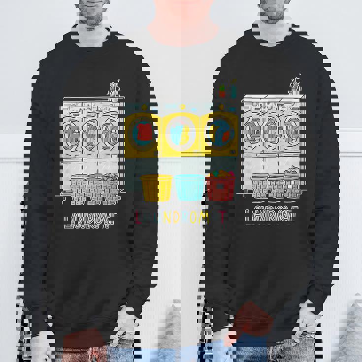 鮮やかでカラフルなコインランドリーテーマ カジュアル スウェットシャツ 高齢者への贈り物